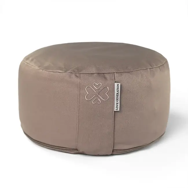 Meditation Cushion │ Round │ Cotton & Buckwheat Filling │ Taupe
