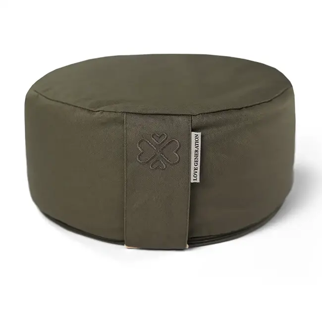 Meditation Cushion │ Round │ Cotton & Buckwheat Filling │ Dark Green