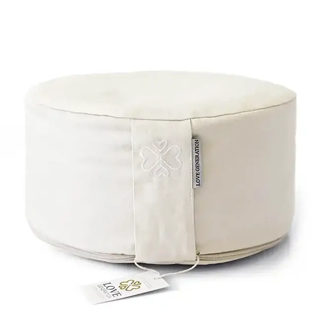 Meditation Cushion │ Round │ Cotton & Buckwheat Filling │ White