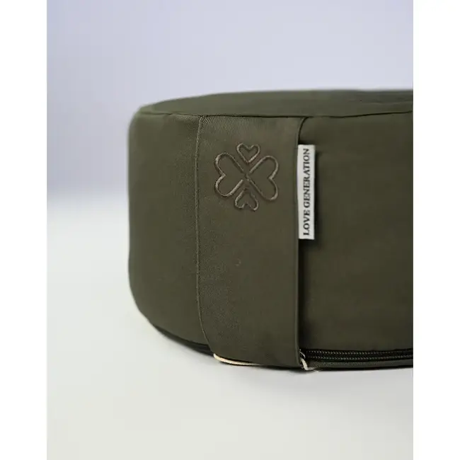 Meditationskissen │ Rund │ Baumwolle & Buchweizenfüllung │ Dunkelgrün