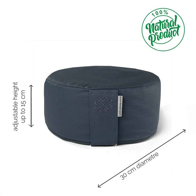Meditation Cushion │ Round │ Cotton & Buckwheat Filling │ Blue