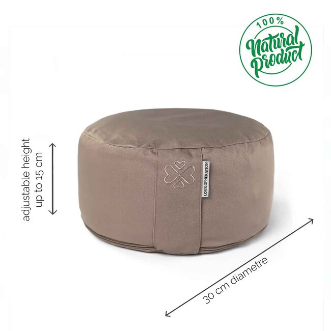 Meditation Cushion │ Round │ Cotton & Buckwheat Filling │ Taupe