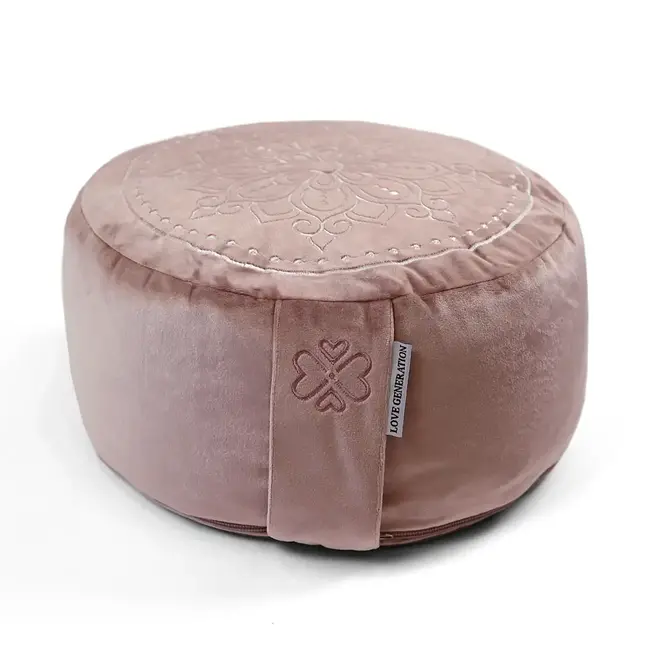 Meditation Cushion │ Round │ Velvet │ Mandala │ Pink
