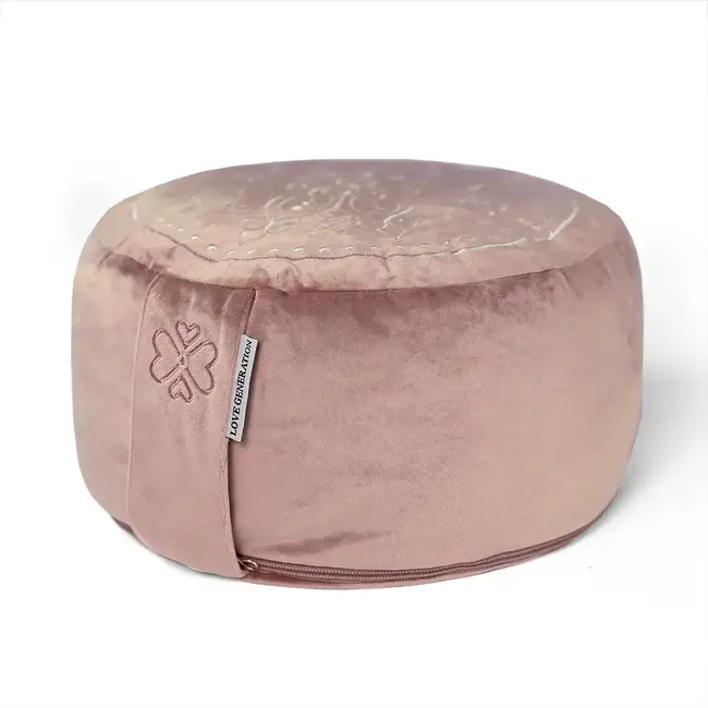 Meditationskissen │ Rund │ Samt │ Mandala │ Rosa