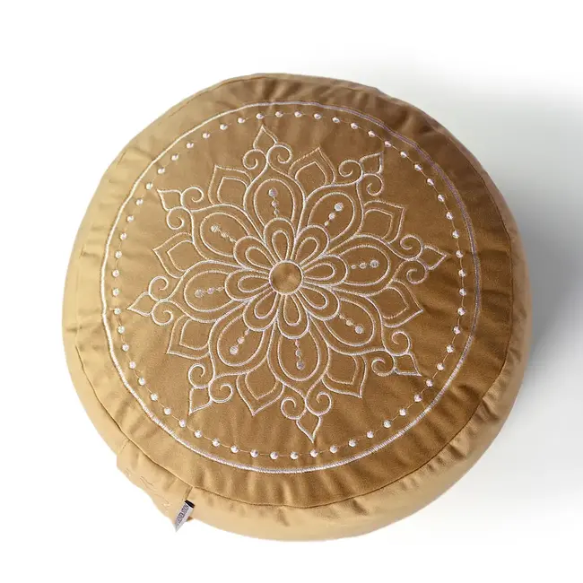 Meditation Cushion │ Round │ Velvet │ Mandala │ Gold