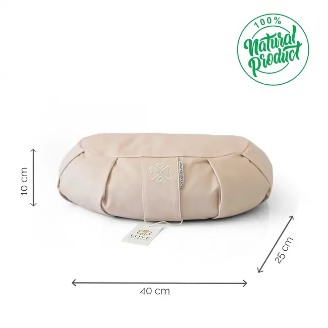 Meditation Cushion │ Crescent │ Cotton & Buckwheat Filling │ Sand