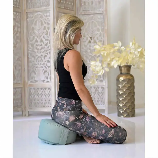 Meditationskissen │Rund │ Baumwolle & Buchweizenfüllung │ Salbeigrün