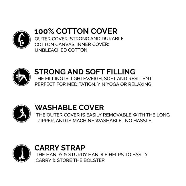 Round Yoga Bolster | Sand | Cotton | 61cm long