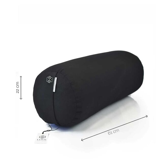 Round Yoga Bolster | Black | Cotton | 61cm long