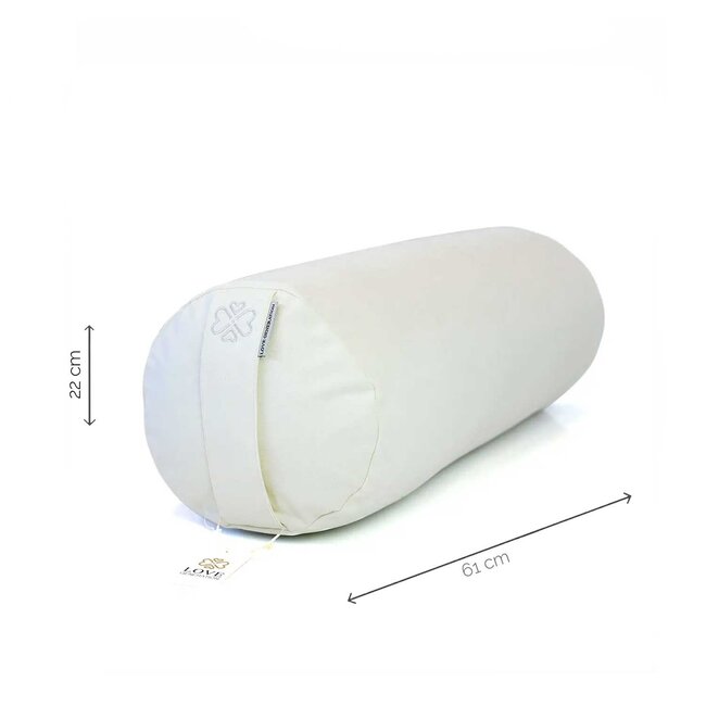 Round Yoga Bolster | White | Cotton | 61cm long