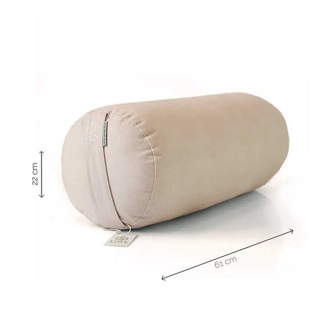 Rundes Yoga Bolster | Sand | Baumwolle | 61cm lang