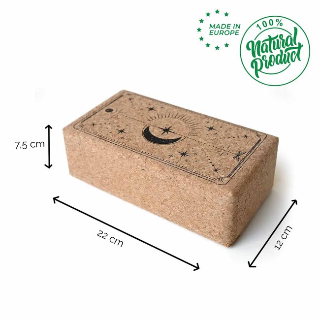 Eco Yogablok | Kurk  | Made in EU | Align with the Stars - Zwart