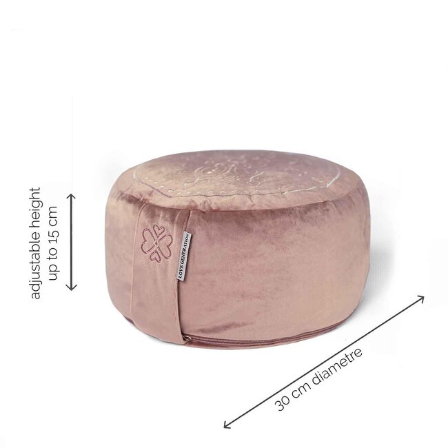Meditation Cushion │ Round │ Velvet │ Mandala │ Pink