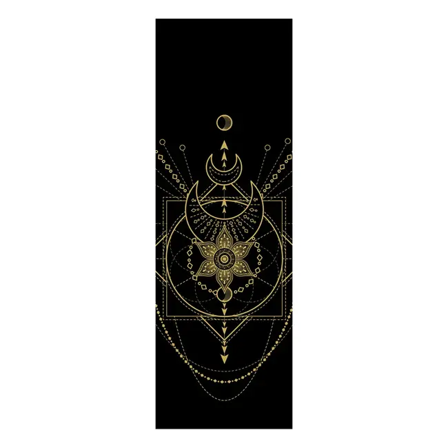 Sacred Yogamat │Extra Dik │Zwart met Gouden Print
