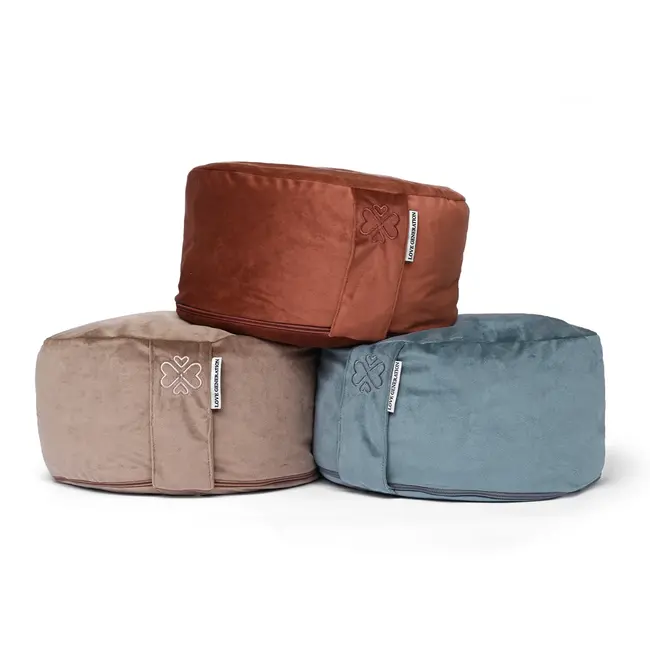 Meditatiekussen │ Rond │ Fluweel │ Steenblauw