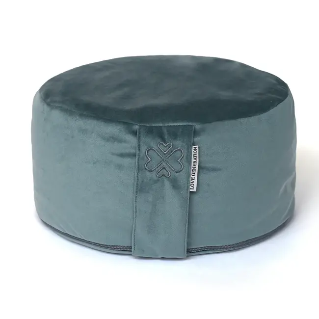 Meditatiekussen │ Rond │ Fluweel │ Steenblauw