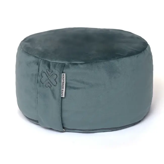 Meditatiekussen │ Rond │ Fluweel │ Steenblauw