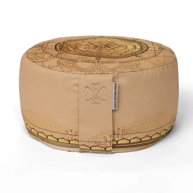 Meditation Cushion │Round │ Cotton & Buckwheat Filling │ Sri Yantra