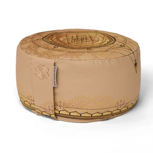 Meditation Cushion │Round │ Cotton & Buckwheat Filling │ Sri Yantra