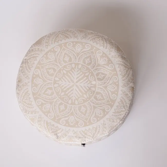 Meditation Cushion │Round │ Cotton & Buckwheat Filling │ Boho Chic Sand