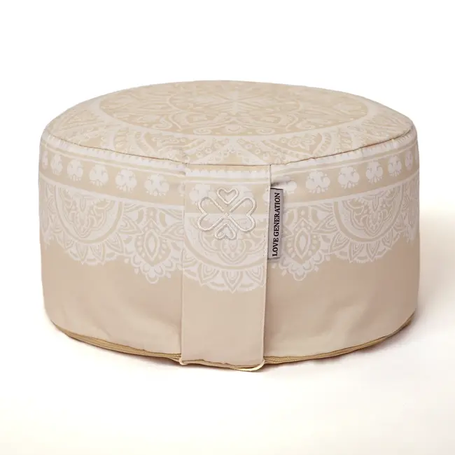 Meditation Cushion │Round │ Cotton & Buckwheat Filling │ Boho Chic Sand