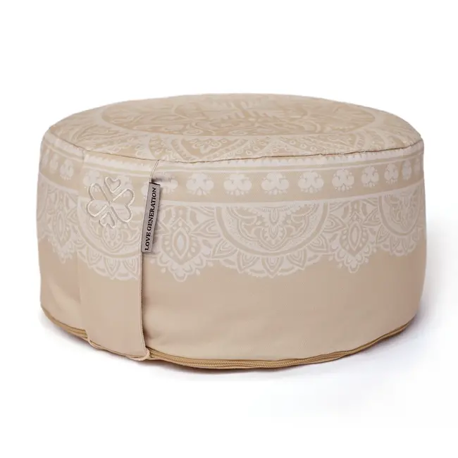 Meditation Cushion │Round │ Cotton & Buckwheat Filling │ Boho Chic Sand