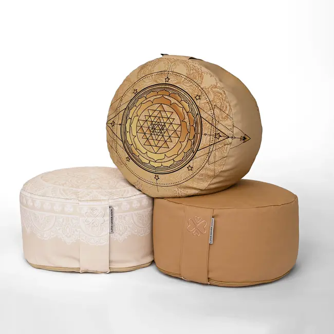 Meditation Cushion │ Round │ Cotton & Buckwheat Filling │ Caramel