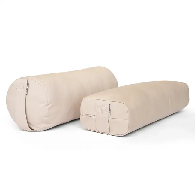 Rechthoekige Yogabolster | Zand | Katoen | 61cm lang