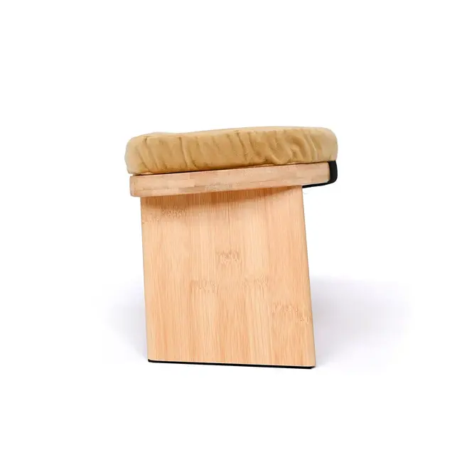 Meditationsbank │ Bambus │ Faltbar │ Samtkissen │ Gold