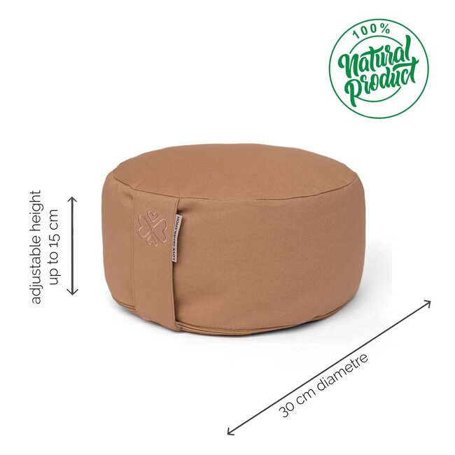 Meditationskissen │ Rund │ Baumwolle & Buchweizenfüllung │ Caramel
