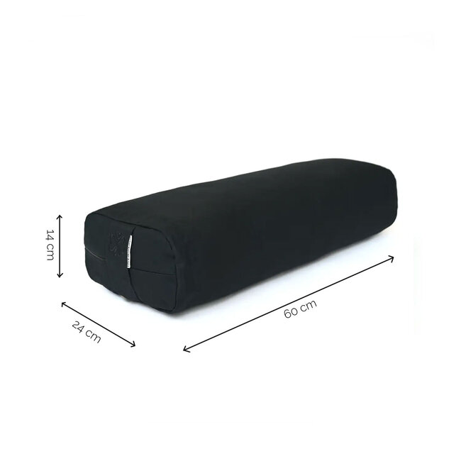 Rechteckiges Yoga Bolster | Schwarz | Baumwolle | 61cm lang