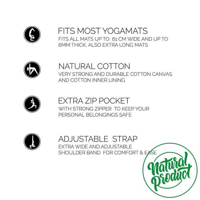 Yogatas │ Katoen │ Verstelbare Draagband │ Crème Wit