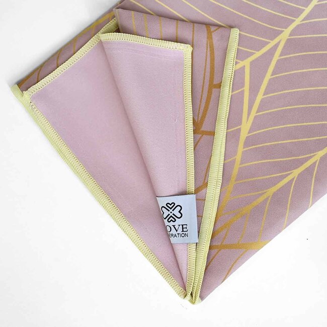 Tweezijdige Yoga Handdoek - Pink Leaves