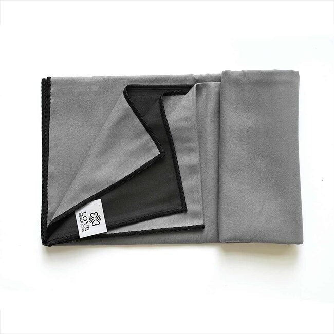 Tweezijdige Yoga Handdoek - Grijs & Zwart ***