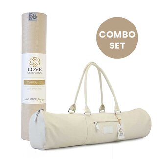 Love Generation Set of Yoga Mat & Bag •  Sand/White