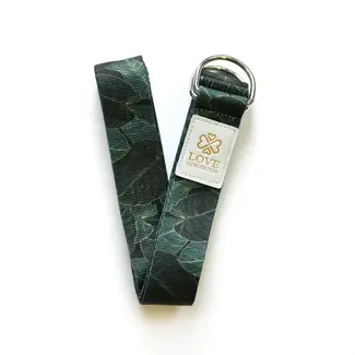 Love Generation Full Color Yoga Strap - Green Leaves