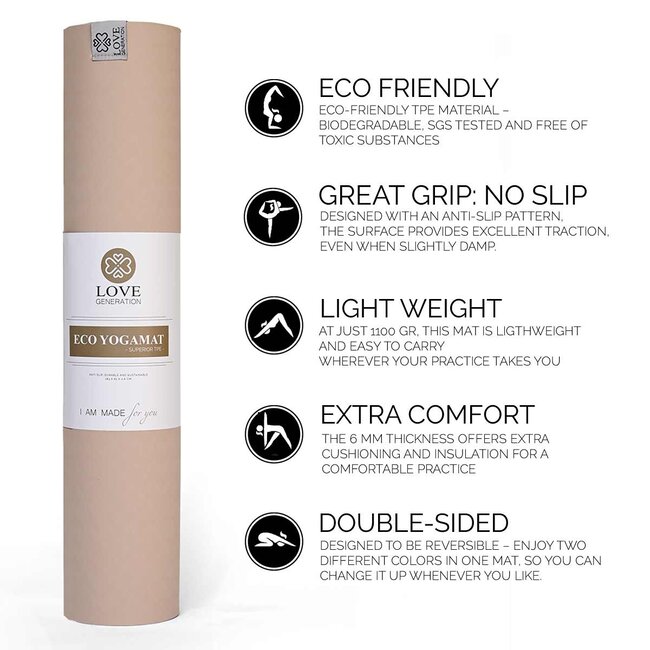 Öko-Yogamatte │ Hochwertiges TPE │ Extra dick │ Heiliger Sand