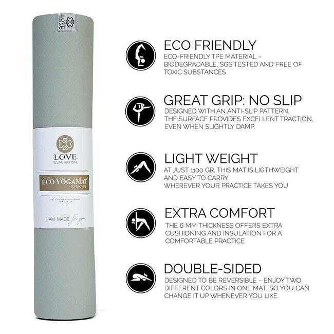 Eco Yogamat │ Superior TPE │Extra Dik │ Serene Sage