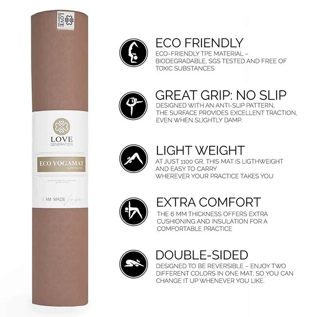 Eco Yoga Mat │ Superior TPE │ Extra Thick │ Excellent Earth