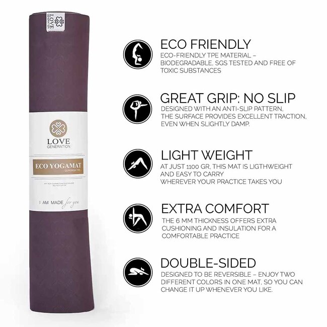 Eco Yogamat │ Superior TPE │ Extra Dik │ Passionate Purple