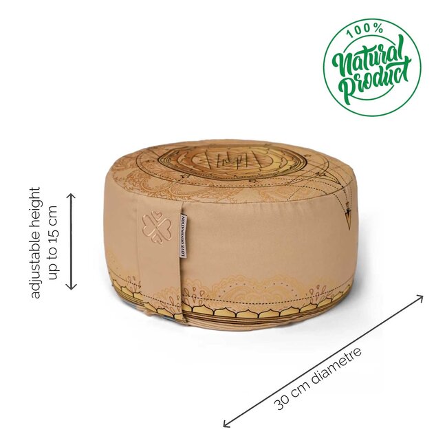 Meditatiekussen │Rond │ Katoen & Boekweitvulling │ Sri Yantra