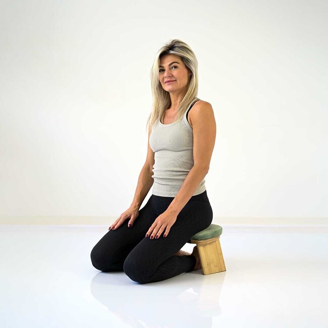 Meditation Bench │ Bamboo │ Foldable │ Velvet Cushion │ Sea Green