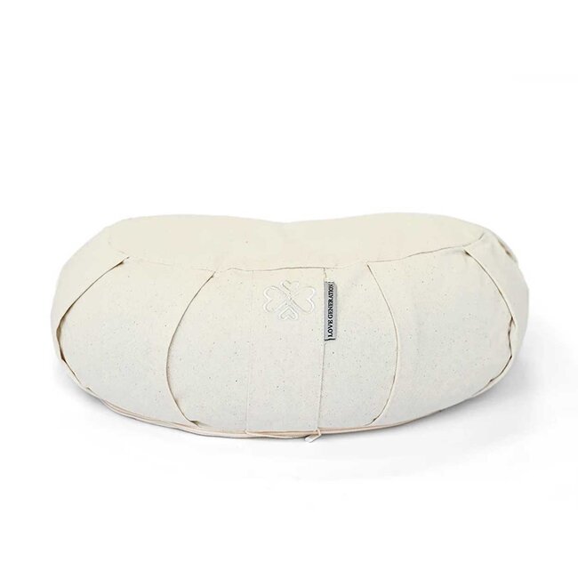 Meditation Cushion │ Half Moon │ Cotton & Buckwheat Filling │ Unbleached Cotton