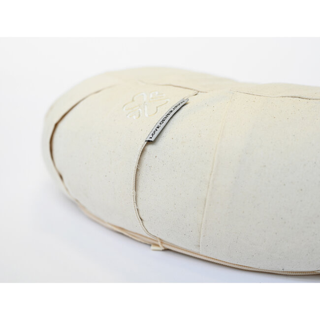 Meditation Cushion │ Half Moon │ Cotton & Buckwheat Filling │ Unbleached Cotton
