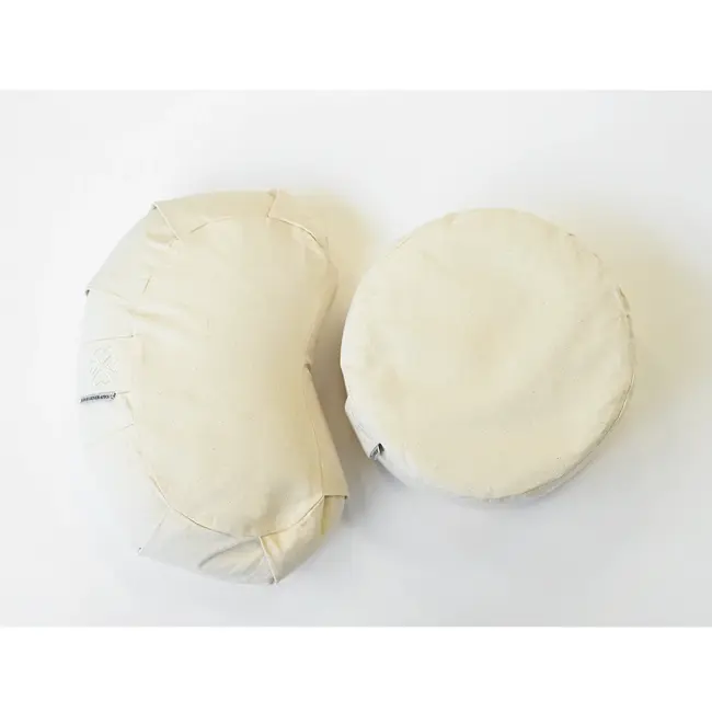 Meditation Cushion │ Half Moon │ Cotton & Buckwheat Filling │ Unbleached Cotton