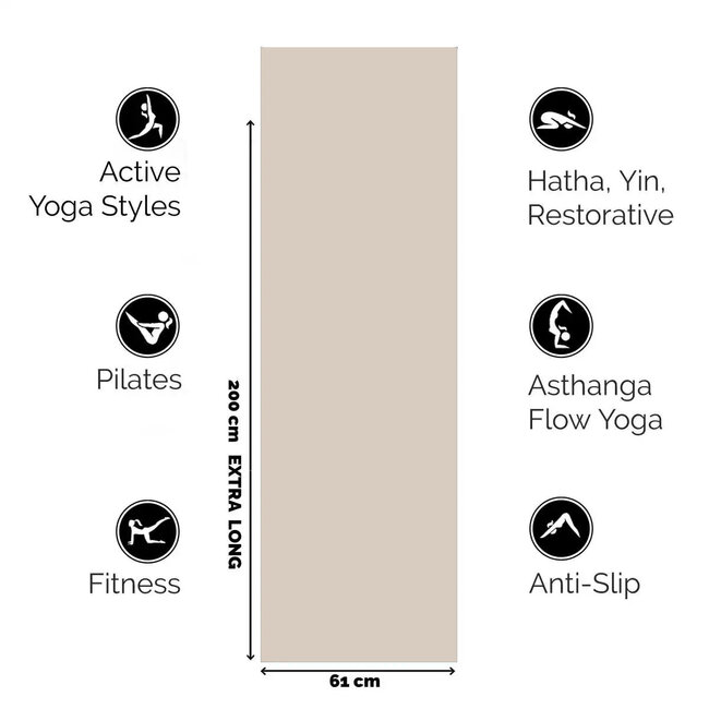 Extra Long Yoga Mat │200 cm│ Sand │ Anti-Slip