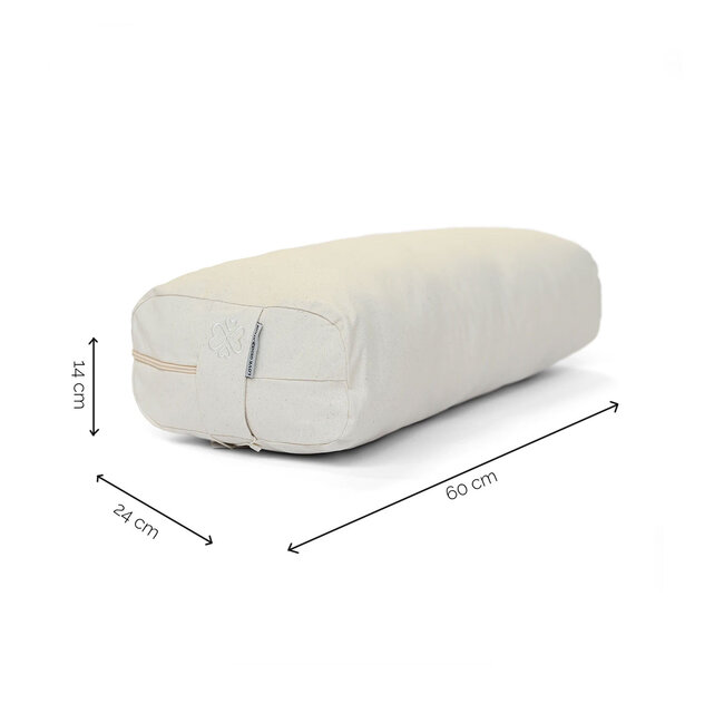 Rectangular Yoga Bolster | Unbleached Cotton | 61cm long