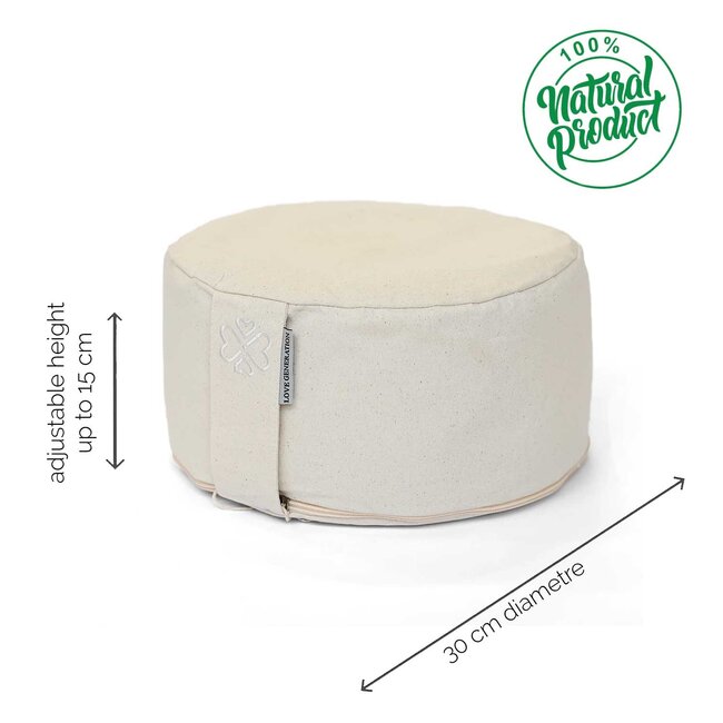 Meditation cushion │ Round │ Unbleached cotton & buckwheat filling