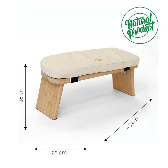 Meditation Bench │ Bamboo │ Foldable │ Unbleached Cotton Cushion