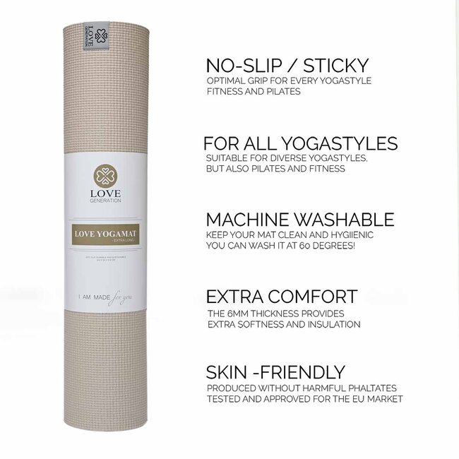 Extra Long Yoga Mat │200 cm│ Sand │ Anti-Slip